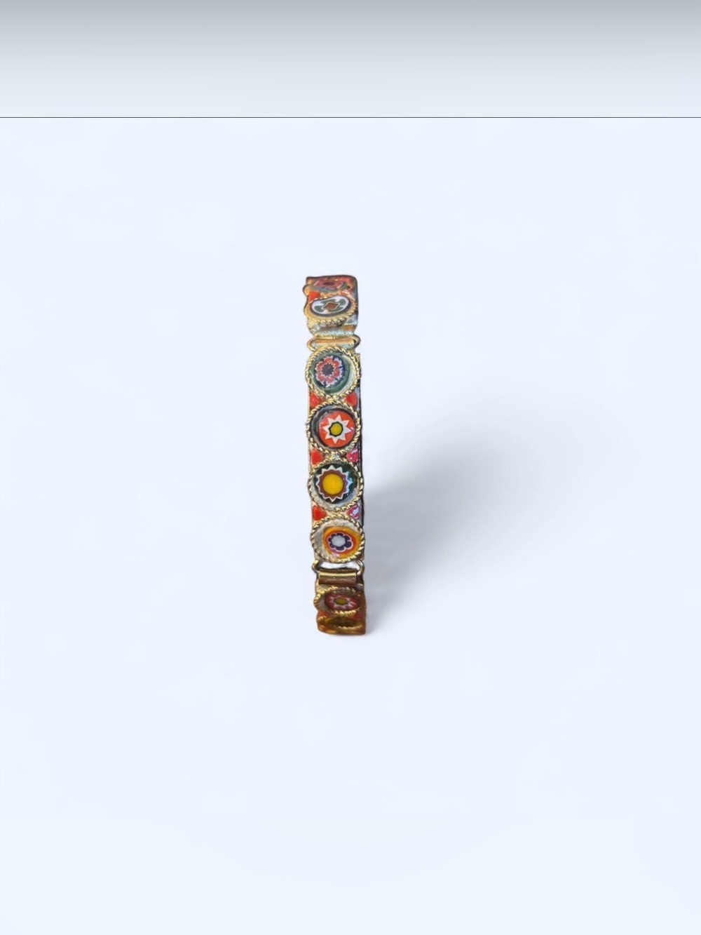 VTG Mid Century Italian Micro Mosaic Bracelet Gold Tone Multicolor Floral 19 cm - Picture 2 of 7